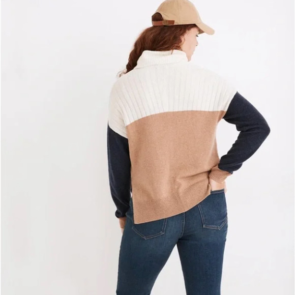 Madewell Hickory Turtleneck Sweater Colorblock NC231 - Picture 3 of 14